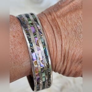 Vintage Sterling‎ Mother of pearl bangle